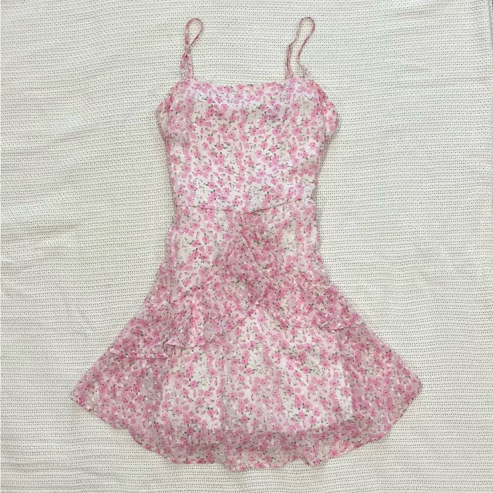 Cute Pink Floral Minidress